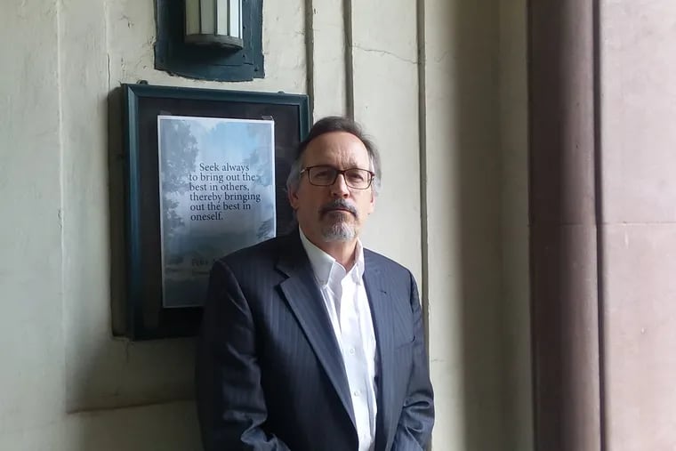 Hugh Taft-Morales, leader of the Philadelphia Ethical Society, outside its office on Rittenhouse Square.