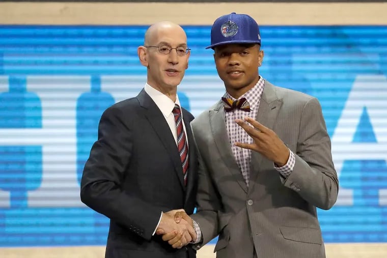 Markelle Fultz with NBA commissioner Adam Silver at the 2017 NBA draft.