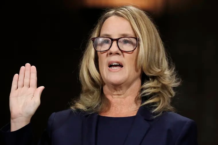 Professor Christine Blasey Ford, who accused U.S. Supreme Court nominee Brett Kavanaugh of a sexual assault in 1982, is sworn in to testify before a Senate Judiciary Committee confirmation hearing for Kavanaugh on Capitol Hill in Washington, D.C. on Thursday, Sept. 27, 2018.