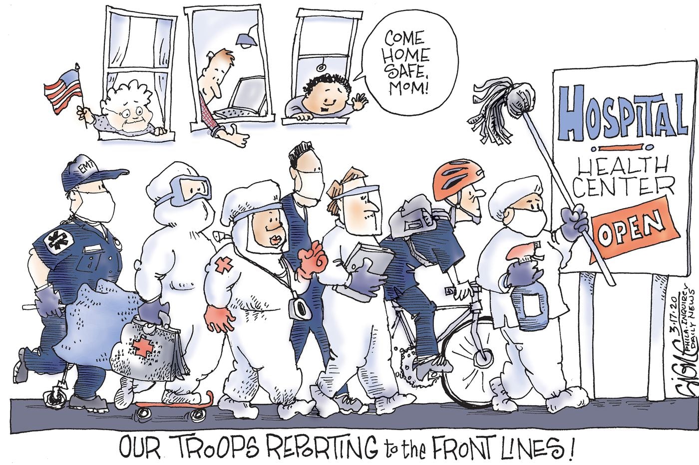 Political Cartoon: Front line coronavirus troops