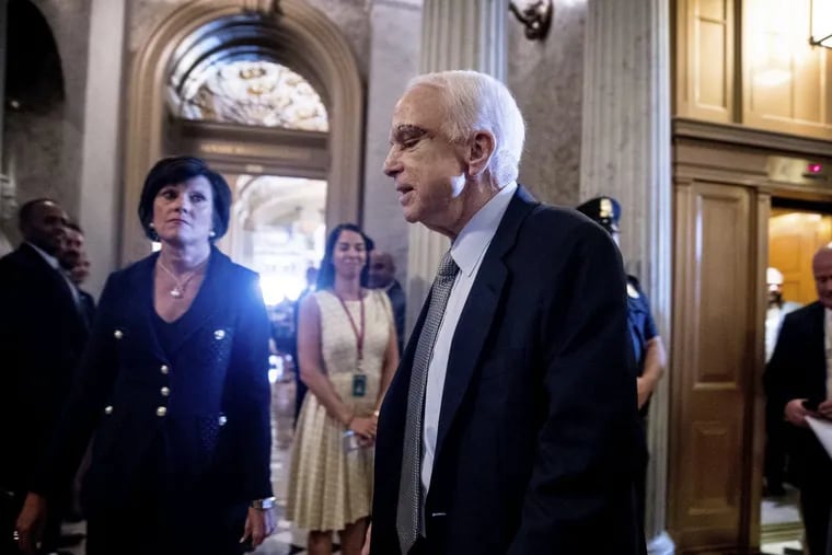 Sen. John McCain (R., Ariz.) got out of his sickbed after a brain cancer diagnosis to participate in the Obamacare repeal debate.