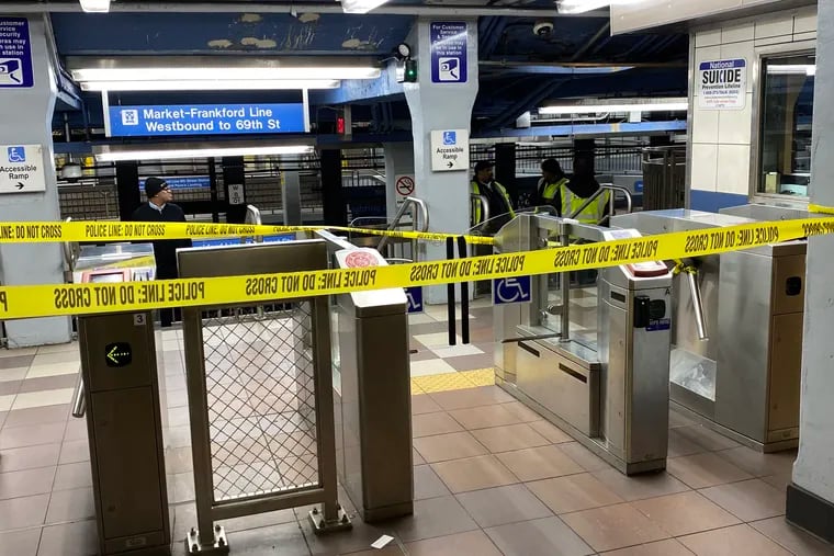 The 8th Street Station on the Market-Frankford Line is blocked after a fatality on Wednesday.