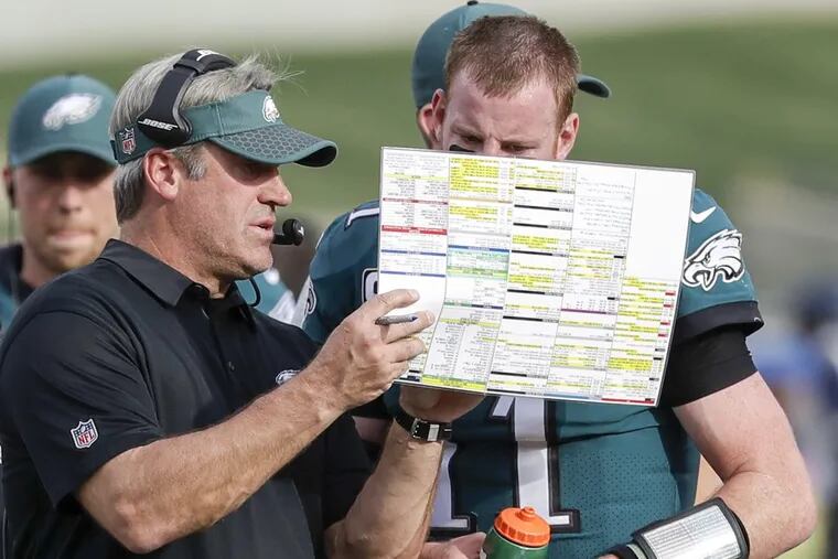 How good a coach will Doug Pederson (left) be without Carson Wentz (right)?