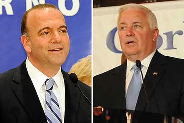 Democratic gubernatorial candidate Dan Onorato (left) and his Republican opponent, state Attorney General Tom Corbett. (File photos)