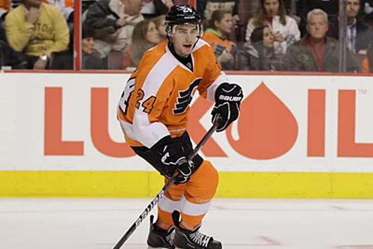 Flyers winger Matt Read was tied for the lead in goals among rookies with 13 entering Friday. (Matt Slocum/AP)
