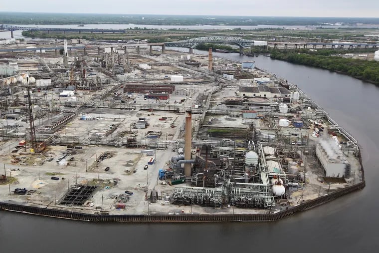 An aerial view of the Girard Point refinery, one of two facilities located in the 1,300-acre Philadelphia Energy Solutions refinery complex. PES is undergoing bankruptcy, and its assets are up for sale.