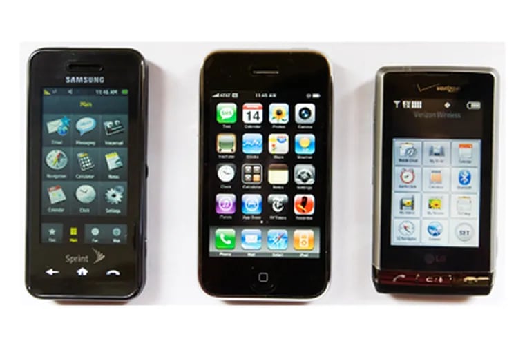 Samsung Instinct from Sprint (left) and LG Dare VX9700 from Verizon (right): No match for new iPhone.