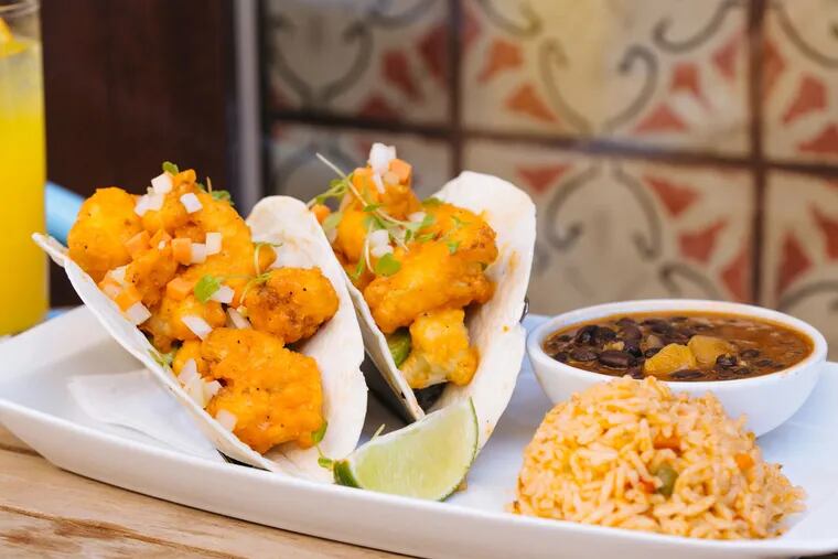 Battered and fried cauliflower takes the place of chicken in tacos at Nicole Marquis' Bar Bombón.