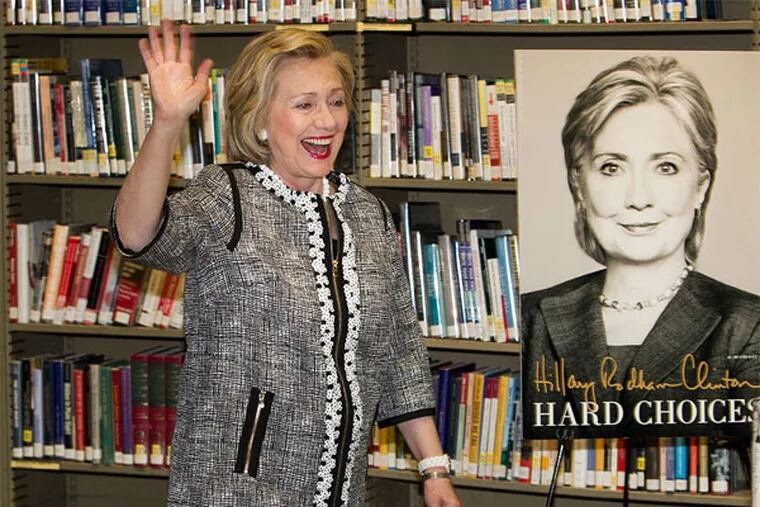 Hillary Rodham Clinton greets readers at the Free Library of Philadelphia, where she was signing copies of her new book, "Hard Choices." (Alejandro A. Alvarez / Staff Photographer)