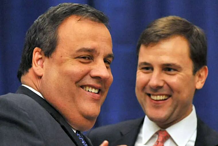 Gov. Christie (left) and State Sen. Thomas H. Kean Jr. Kean sees a contrast with New York's new mayor.