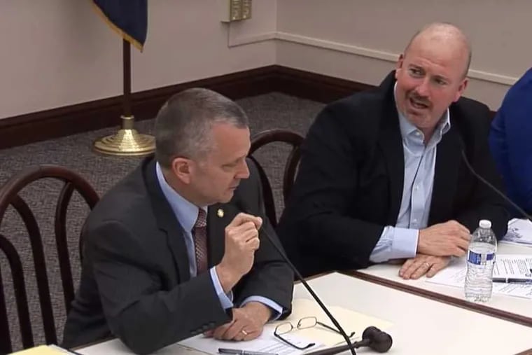 Reps. Daryl Metcalfe (left) and Matt Bradford at a Pennsylvania House committee meeting.