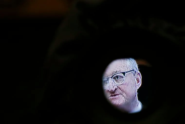 Mayor Jim Kenney is seen through a television camera as he speaks during his press conference announcing his administration’s priorities for 2023 at City Hall in Philadelphia on Wednesday, Jan. 11, 2023.