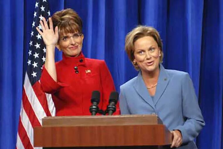 This year saw the rise of Upper Darby's Tina Fey, seen here spoofing Governor Sarah Palin alongside Amy Poehler's Senator Hillary Clinton on "Saturday Night Live." (AP Photo/Dana Edelson, NBCU Photo Bank)