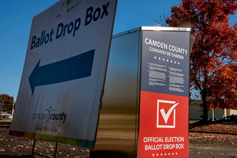 A drop box location for mail-in ballots located at the Camden Co. College-Rohrer Campus in Cherry Hill Thursday, Nov. 3, 2022. New Jersey will allow 17-year-olds to vote in primary elections, starting in 2026, after Gov. Phil Murphy signed a new law.