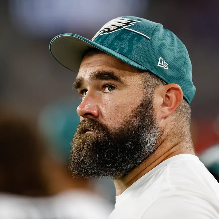 Eagles center Jason Kelce during a preseason game against the Baltimore Ravens in 2023.