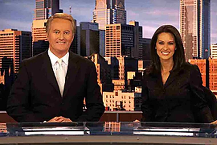 Alycia Lane on the CBS3 set back in the days when she co-anchored the news with Larry Mendte.