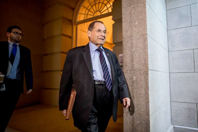 Judiciary Committee Chairman Jerrold Nadler, D-N.Y., arrives for a House Democratic caucus meeting on Capitol Hill in Washington, Wednesday, July 10, 2019.