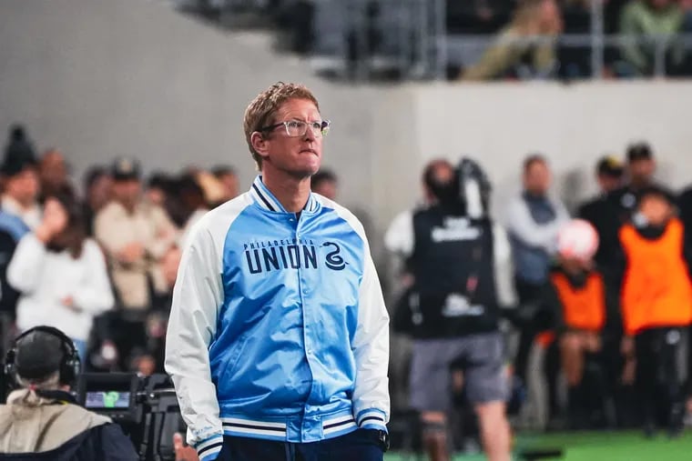 Jim Curtin on the Union's bench Tuesday night.