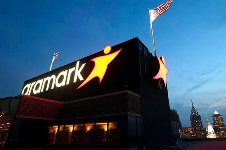 Aramark lights new logo atop its Philly tower