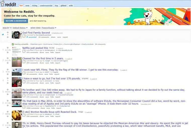 Reddit calls itself “The front page of the internet.”