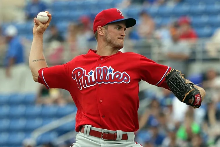 David Buchanan, shown during a spring training game in 2016, is back with the Phillies.