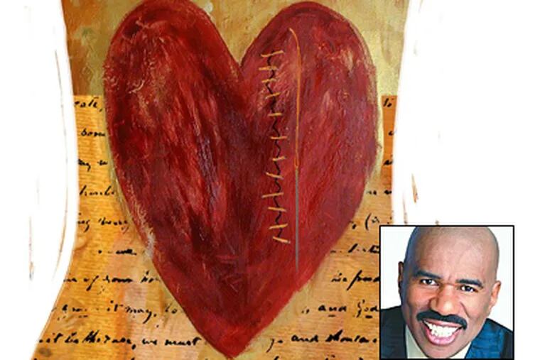 Comedian Steve Harvey tells women: Don't give him the benefits until he puts in his 90 days. His relationship book has been on the best-seller's list for more than 17 weeks. (Illustration Laurie Harker / MCT)