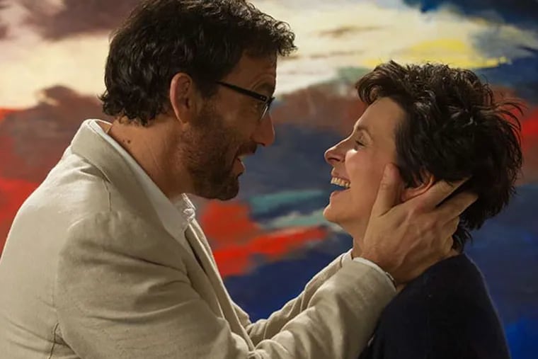 Clive Owen as an alcoholic writer and Juliette Binoche as an afflicted artist teaching in Maine in "Words and Pictures."  (Doane Gregory photo)