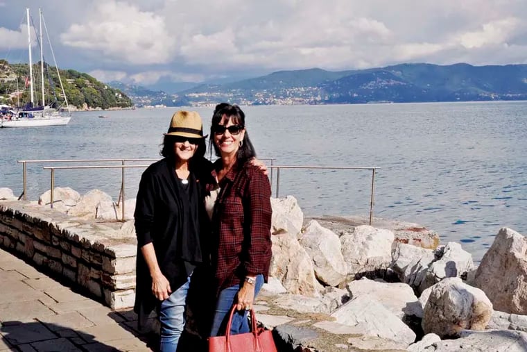 Robin Greenbaum (left) with the author during their tour of Italy.