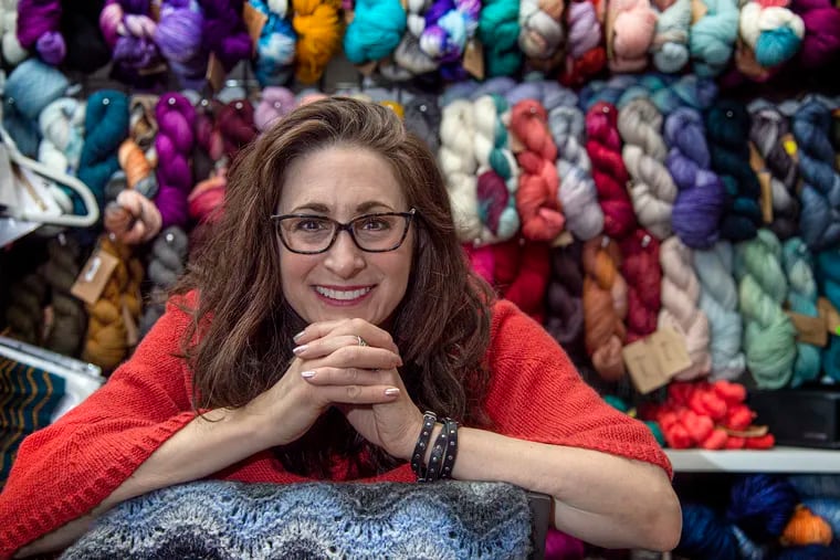 Ellen Rubin is photographed at the Luv2Knit & More in Jenkintown, Pa. Thursday, February 4, 2021.Rubin, a former immunologist, has opened a knitting shop in Jenkintown and started nonprofit to bring what she believes is the therapeutic benefit of knitting to all sorts of people.