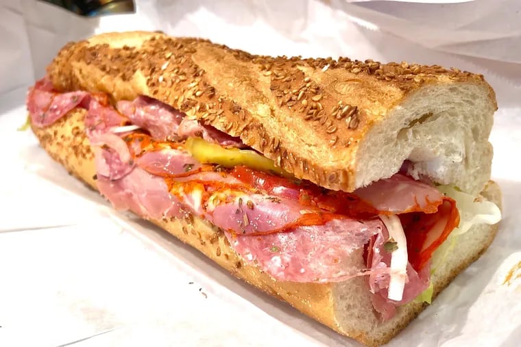 The New Italian hoagie from Lil' Nick's in South Philly includes hot cappicola, prosciutto, salami and mild provolone.