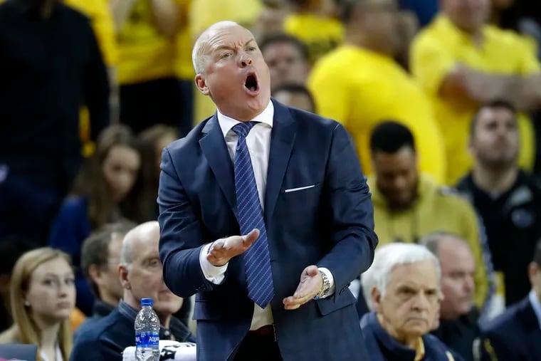Penn State coach Pat Chambers argues a call during the second half of the Nittany Lions' game at Michigan.