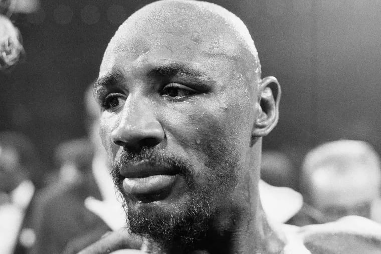 FILE In this August 1974 file photo, Marvin Hagler stands in the ring after his boxing bout against Sugar Ray Seales in Boston. Hagler, the middleweight boxing great whose title reign and career ended with a split-decision loss to “Sugar” Ray Leonard in 1987, died Saturday, March 13, 2021. He was 66.