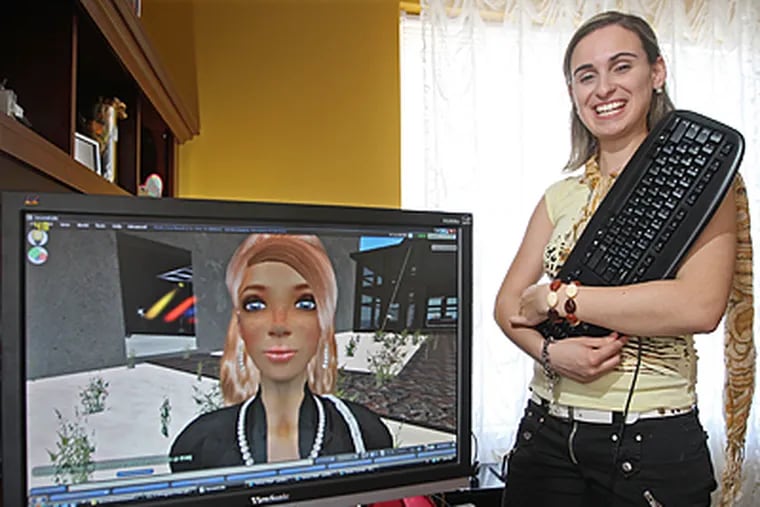 Ariella Furman, right, poses with her Second Life avatar, Ariella Languish. (Michael Bryant/Inquirer)