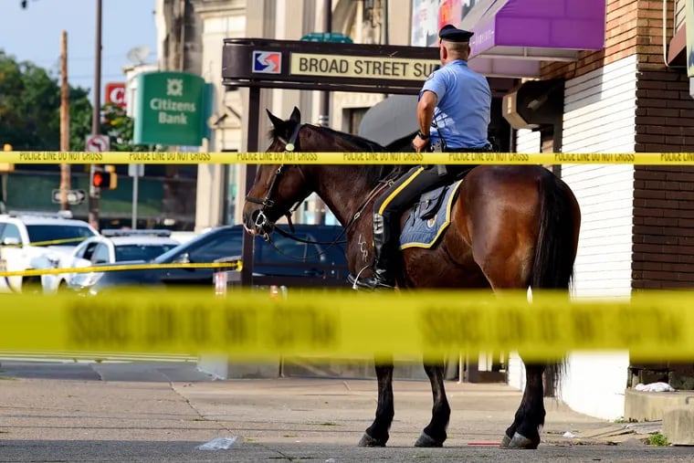 A Philadelphia Police Department mounted officer is photographed on North Broad Street August 14, 2019. The Kenney administration said it will revisit the issue of residency requirements for officers in the city.
