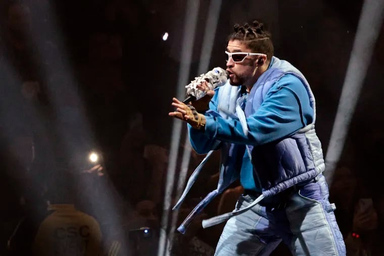 Bad Bunny performs during his sold out El Último Tour del Mundo concert at the Wells Fargo Center in Phila., Pa. on March 16, 2022.