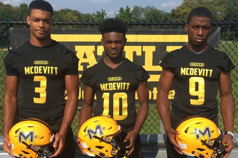 Bishop McDevitt players (from left to right) Lawrence Richardson, Jon-Luke Peaker and Lonnie Rice.