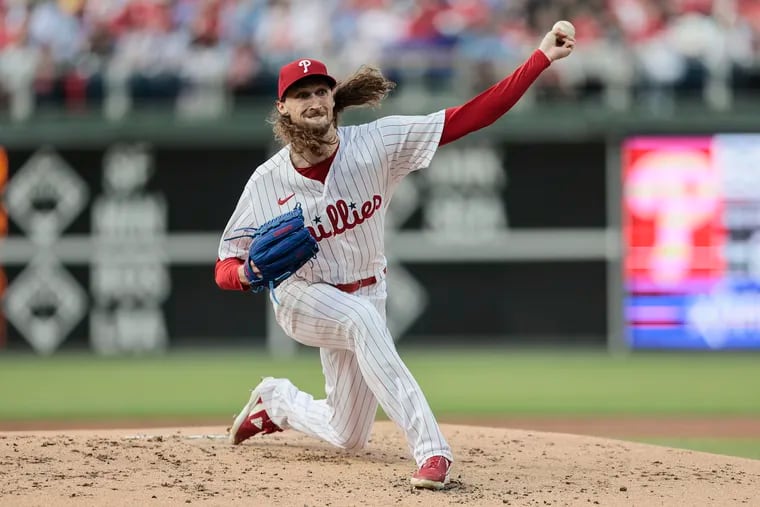 Matt Strahm pitching for the Phillies against the Diamondbacks on May 23.