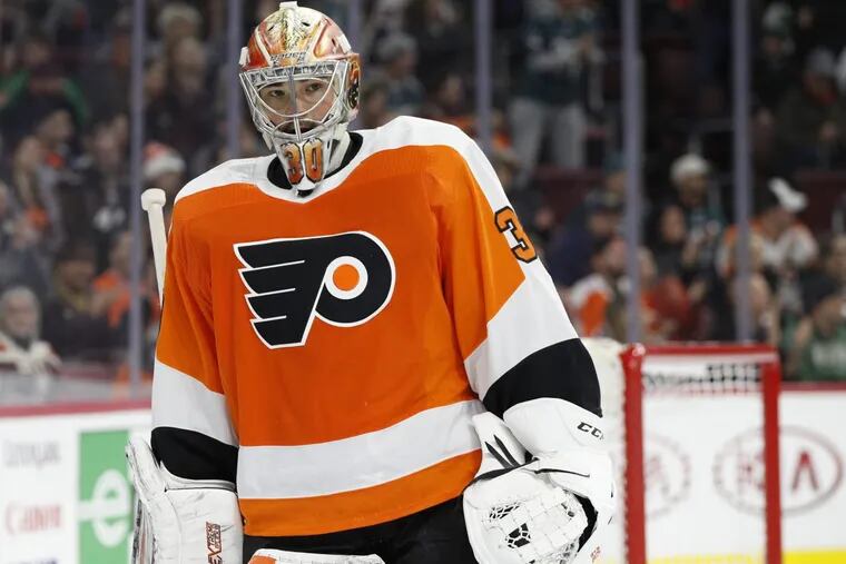 Michal Neuvirth stopped 38 of 39 shots in the Flyers’ 4-1 win in Vegas on Sunday night.