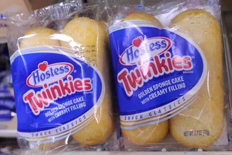 Baked Hostesss snacks - including Twinkies - on the shelf at a Merchantville, NJ convience store November November 16, 2012 as the company announced that it will liquidate and close its operations worldwide, including the bakery and distribution operation in Northeast Philadelphia. ( TOM GRALISH / Staff Photographer )