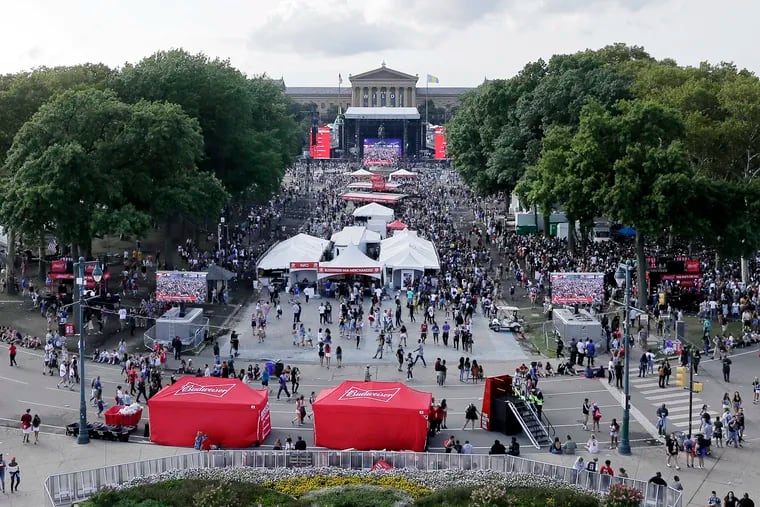A view of the Made In America festival on the Ben Franklin Parkway in 2017.