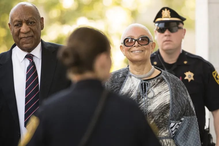 Bill Cosby arrives for his sexual assault trial with his wife Camille Cosby at the Montgomery County Courthouse in Norristown, Pa., Monday.