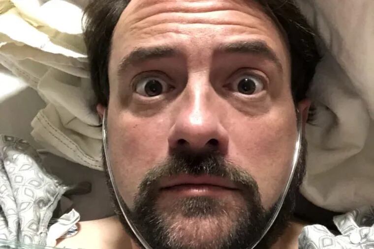 Kevin Smith tweeted this photo of himself from his hospital bed after a massive heart attack.