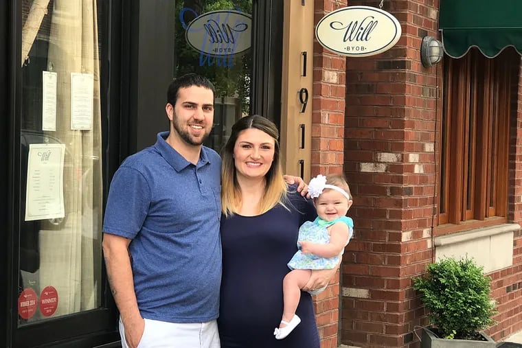 Richard and Christina Cusack and baby Scarlett outside Will BYOB, 1911 E. Passyunk Ave. They will take over after Will's closing on June 2 with a BYOB called June.