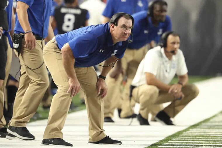 Georgia State coach Shawn Elliott watches a field-goal try in the season opener against Tennessee State.