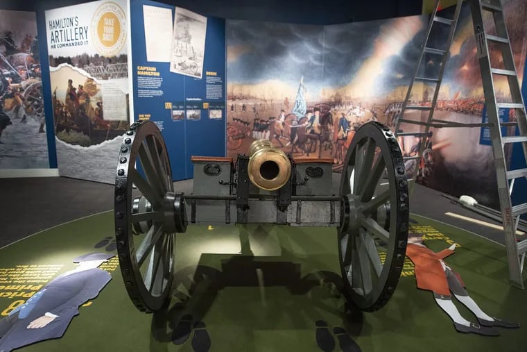 A cannon sits in the middle of the new kids' exhibit, "Hamilton Was Here," at the Museum of the American Revolution on Tuesday, Oct. 23, 2018. The exhibit is set to open on Saturday, Oct. 27.