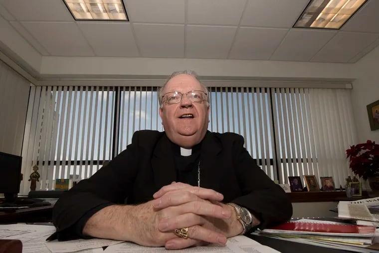 Camden Bishop Dennis  J. Sullivan during an interview at the Diocese of Camden in April 2018.