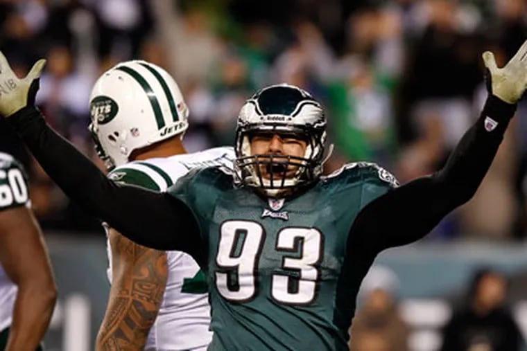Jason Babin picked up another three-sack performance against the Jets. (Yong Kim / Staff Photographer)