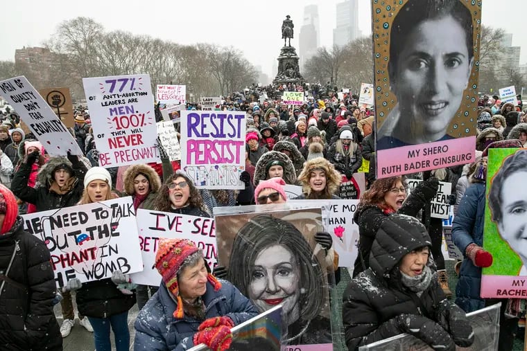 Hundreds attend the 4th annual Women's March of Philadelphia at the steps of the Philadelphia Art Museum on Saturday, Jan. 18, 2020.