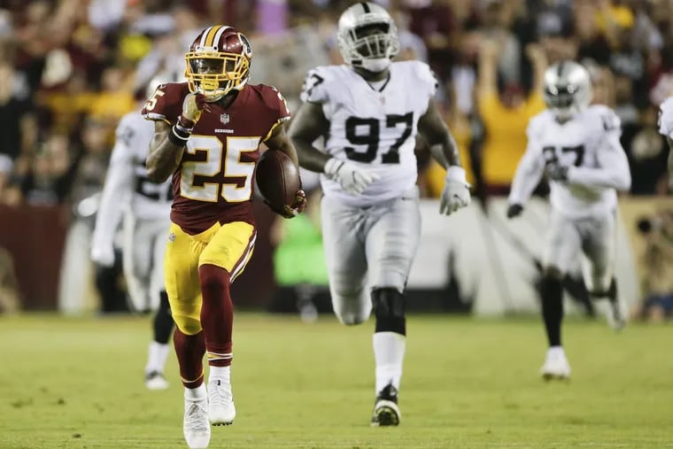 Running back Chris Thompson  leads the Redskins in rushing (175 yards) and receiving (18 catches, 340 yards).