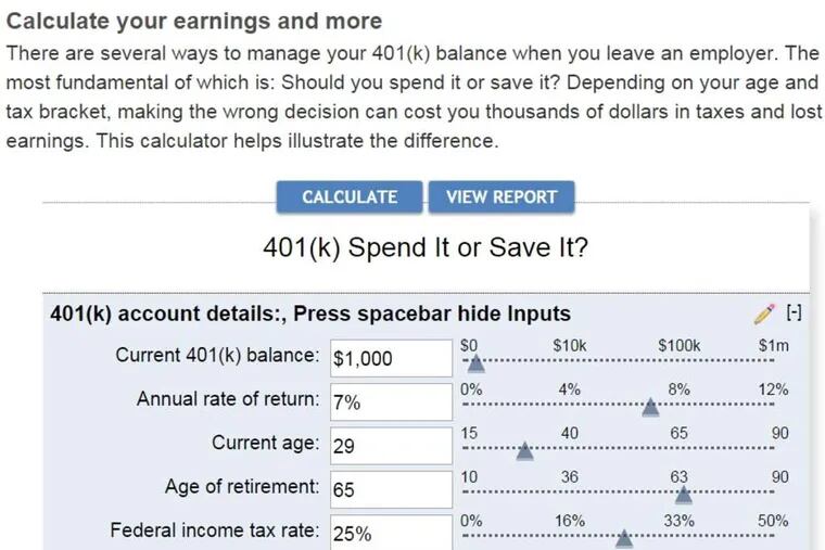 Bankrate.com's &quot;spend it or save it&quot; calculator offers tips.